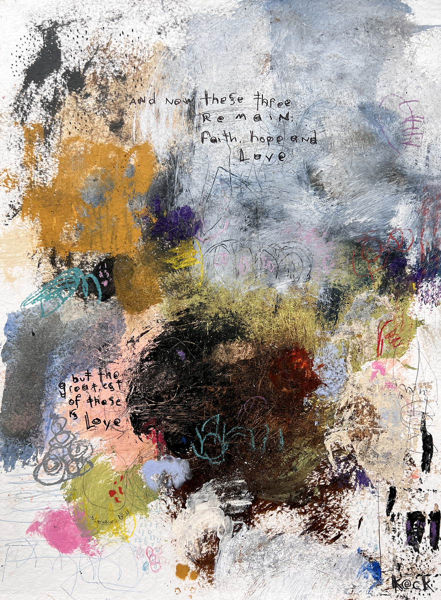 Abstract Art Scripture ORIGINAL: Scripture & Cross Art Paintings on Paper – Michel Keck
