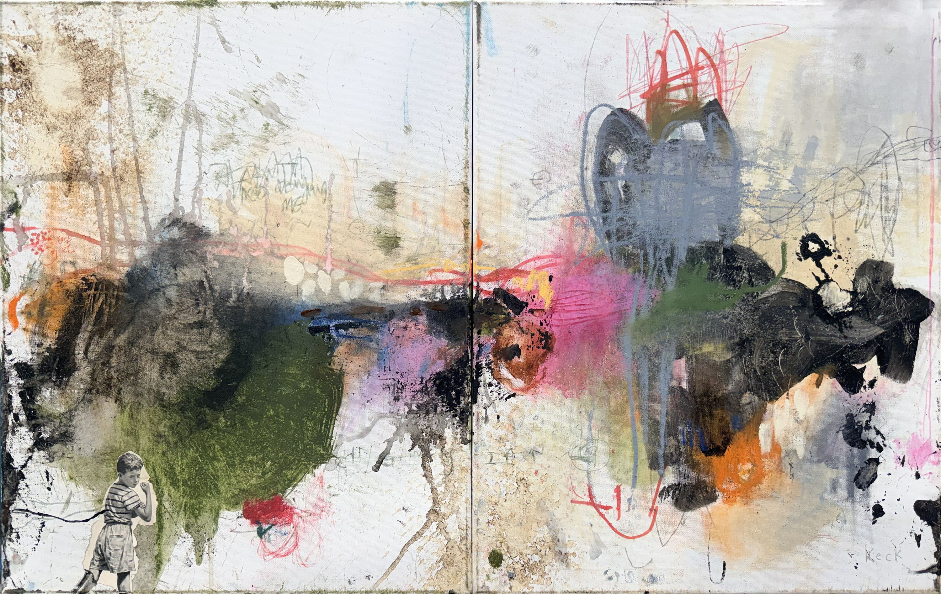 Original Abstract Painting<br>Diptych on Canvas<br>Title: Ain't No Changing Me