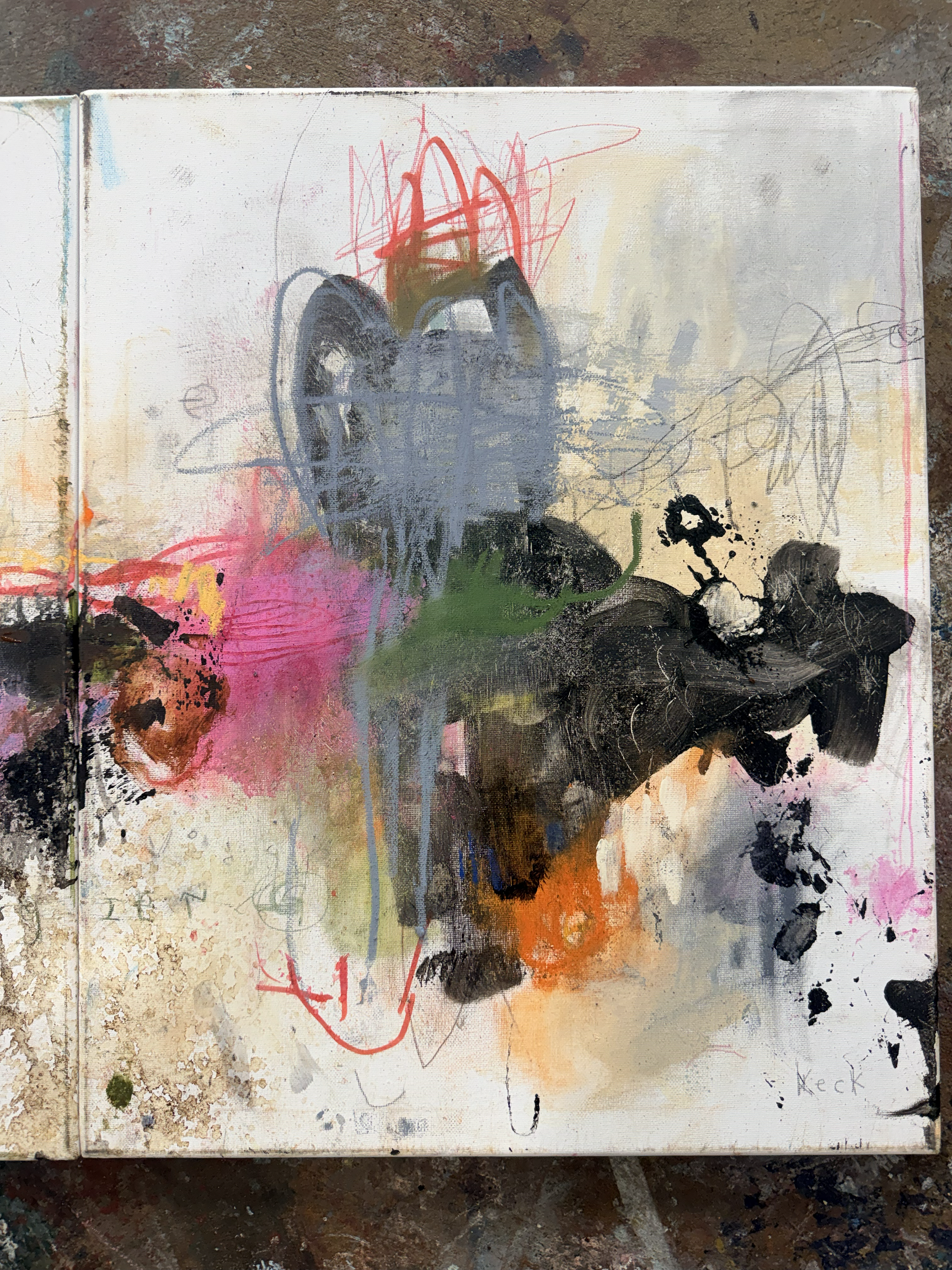 Original Abstract Painting<br>Diptych on Canvas<br>Title: Ain't No Changing Me