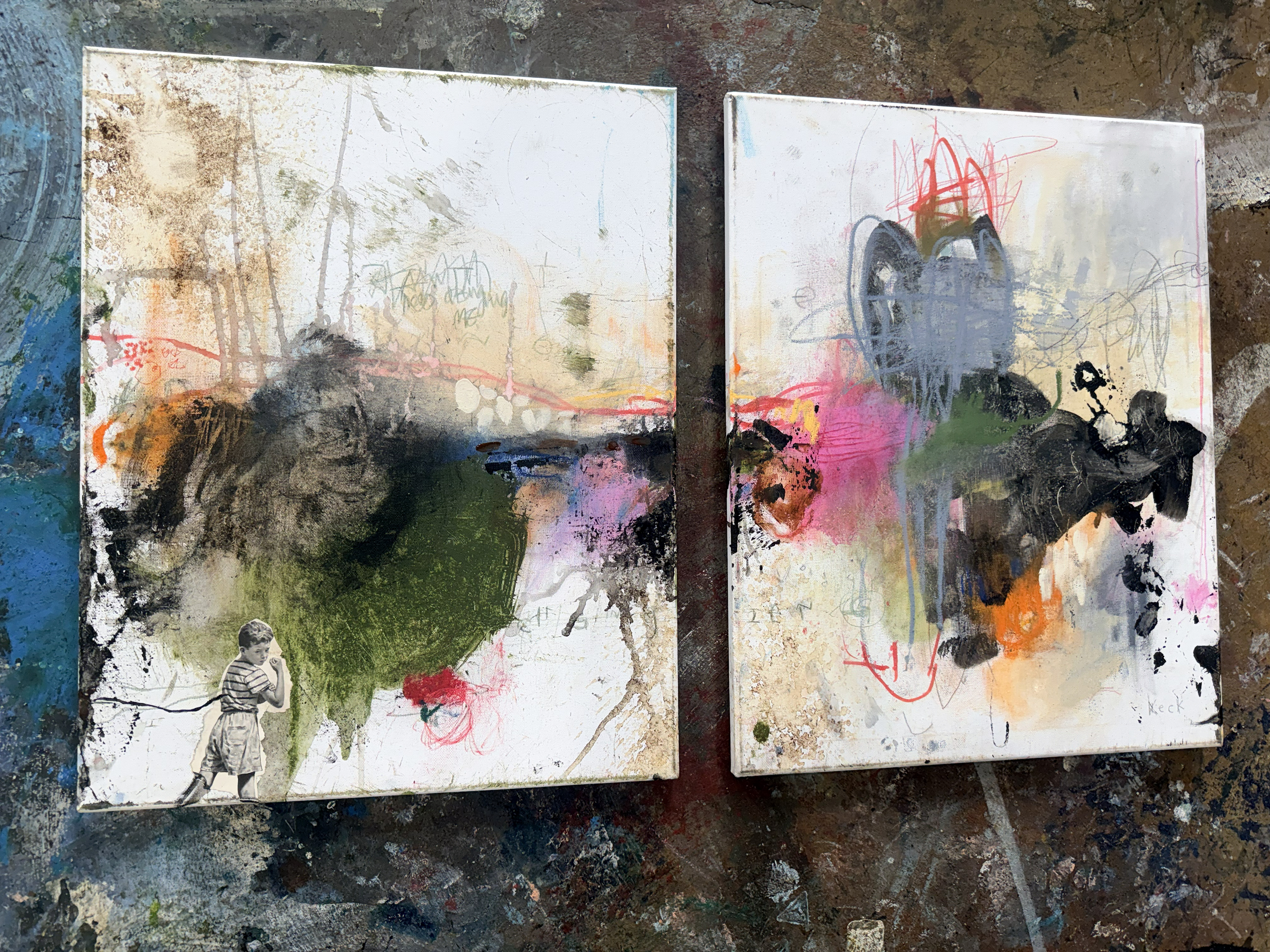 Original Abstract Painting<br>Diptych on Canvas<br>Title: Ain't No Changing Me