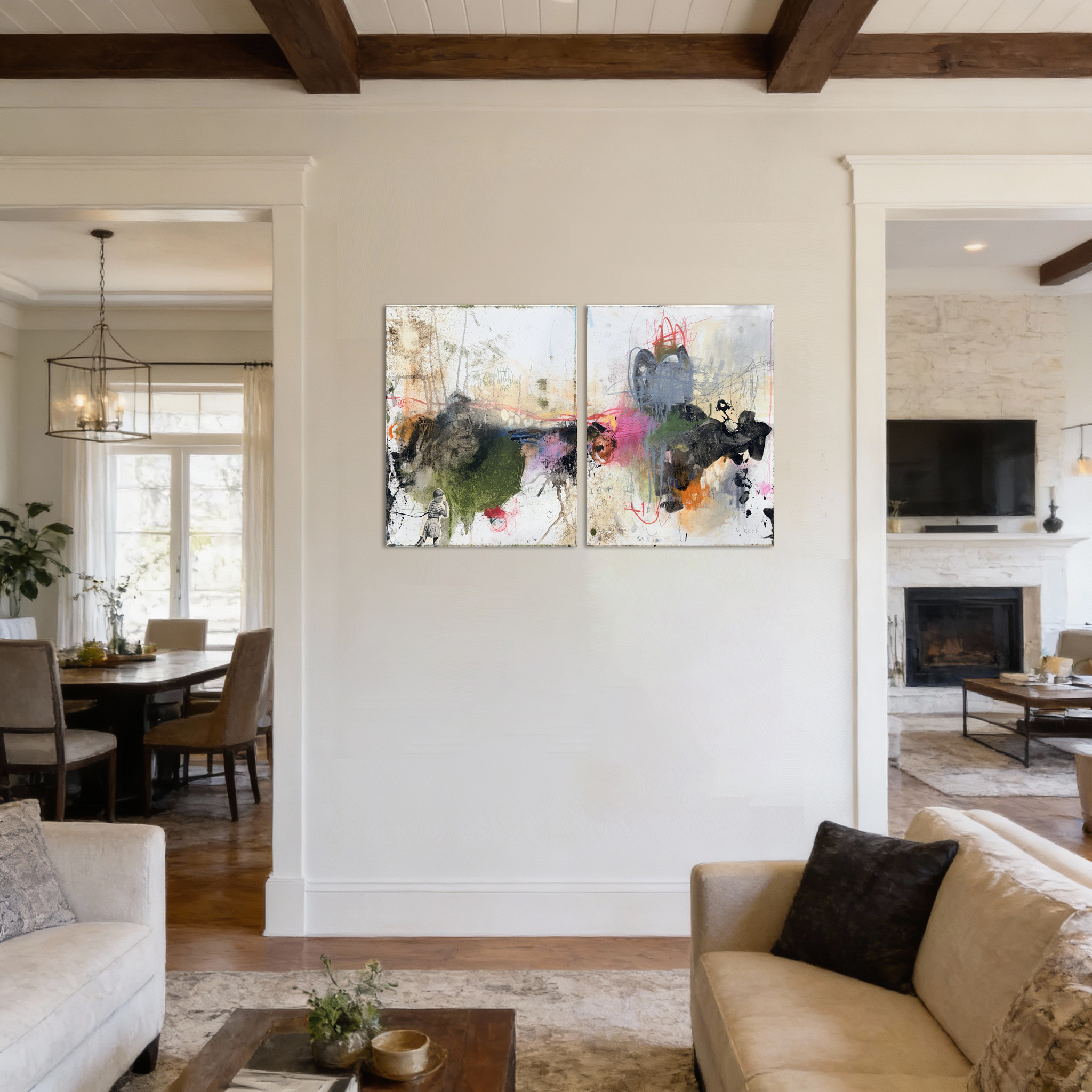 Original Abstract Painting<br>Diptych on Canvas<br>Title: Ain't No Changing Me