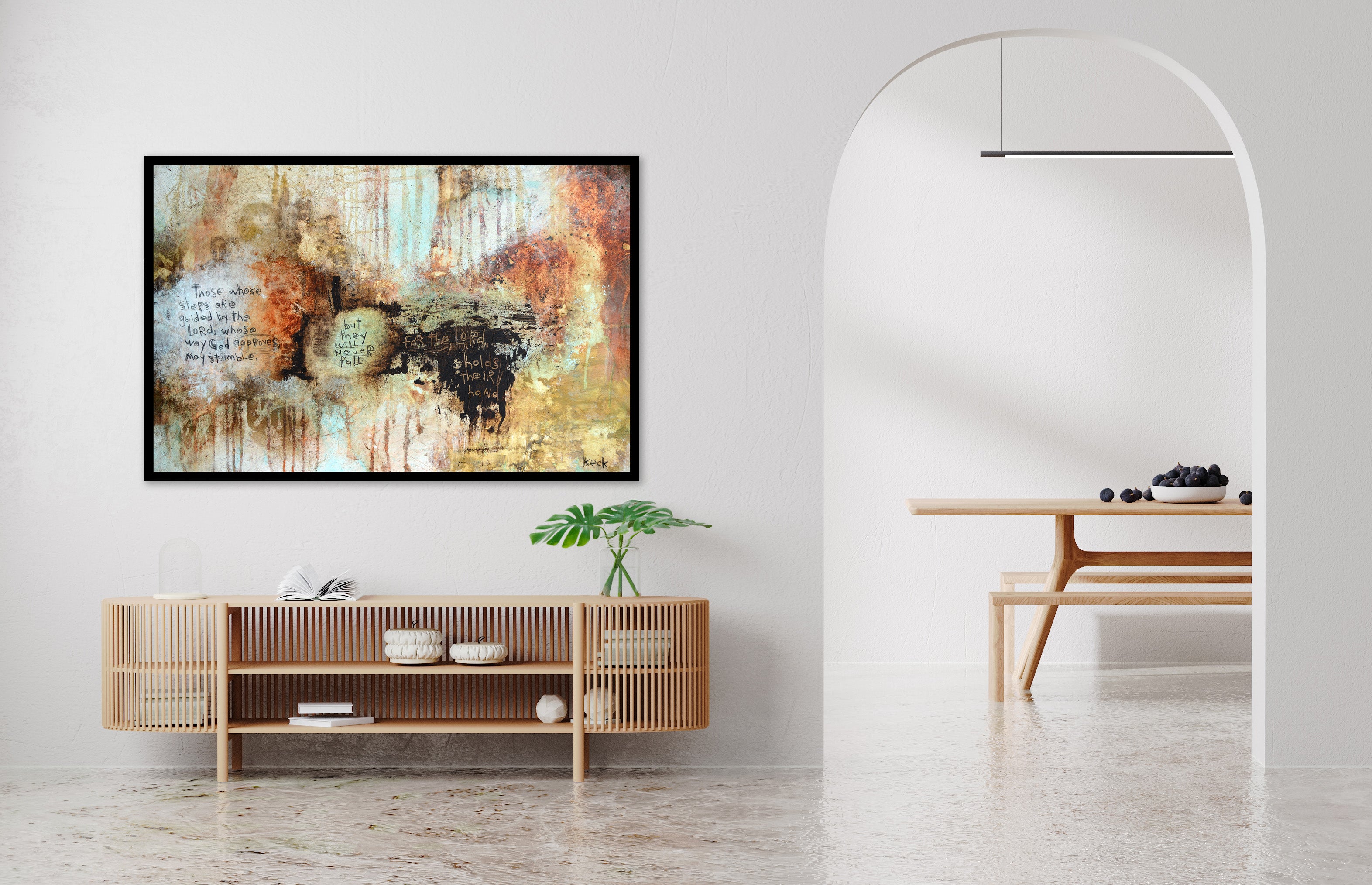 Abstract Scripture Art<br> Canvas Print<br> Psalm 37: 23-24