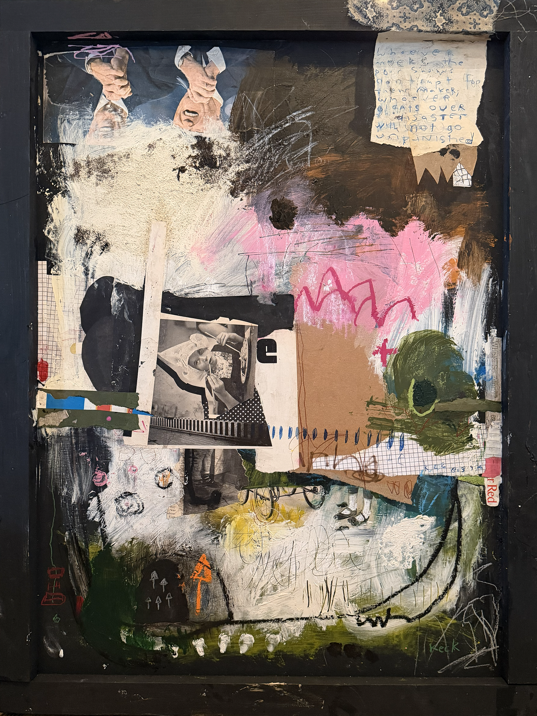 Original Mixed Media Painting<br>on Wood in Floater Frame<br>Title: What's So Funny?