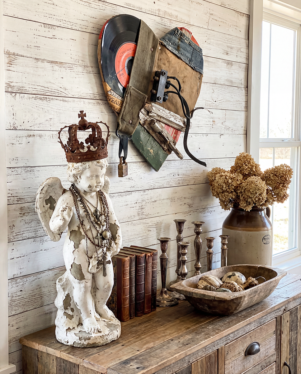 Mixed Media Assemblage<br>Heart Wall Art Made From<br>Found & Recycled Objects<br>Heart Assemblage #6