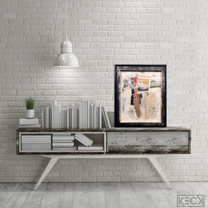 #022403 James 4:10 <br> Original Abstract Cross Art<br> Collage On Reverse Canvas