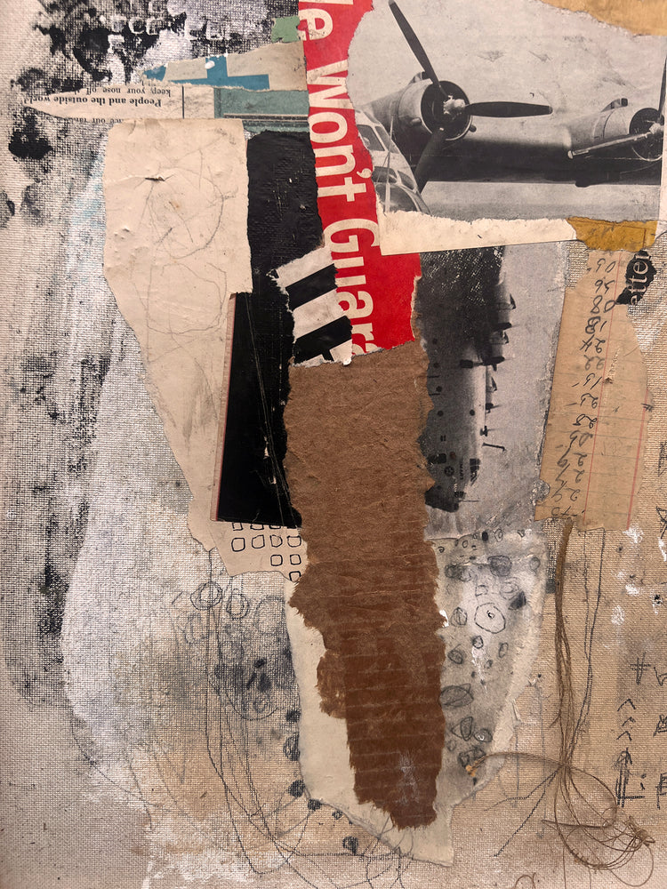 #022403 James 4:10 <br> Original Abstract Cross Art<br> Collage On Reverse Canvas