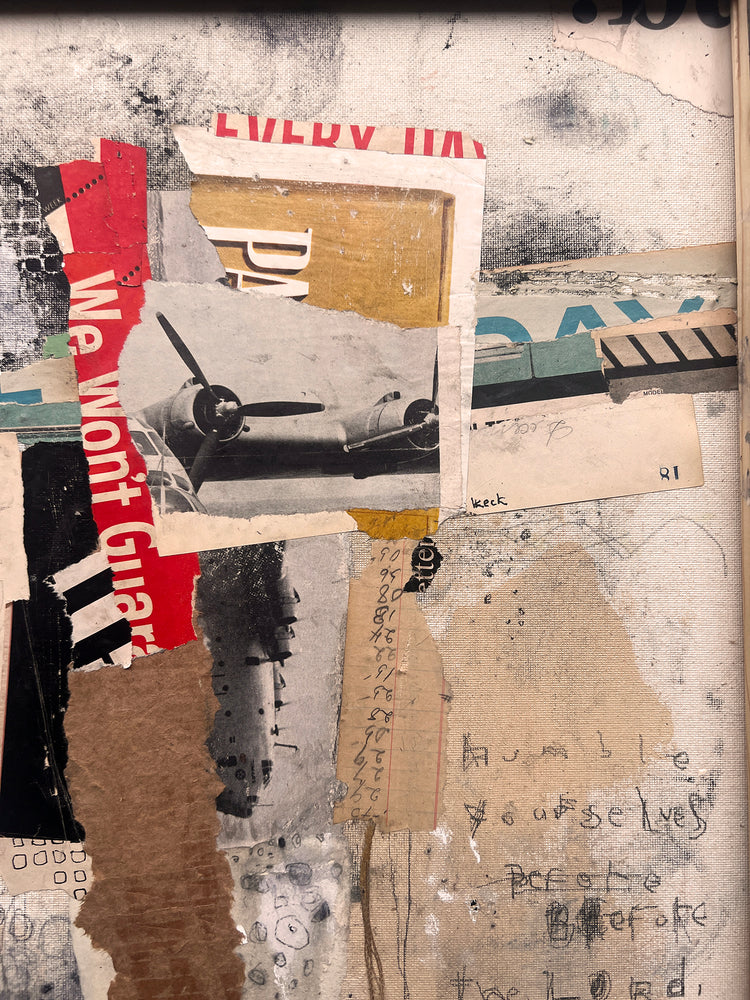 #022403 James 4:10 <br> Original Abstract Cross Art<br> Collage On Reverse Canvas