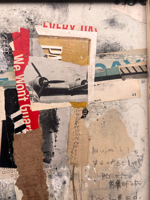 #022403 James 4:10 <br> Original Abstract Cross Art<br> Collage On Reverse Canvas