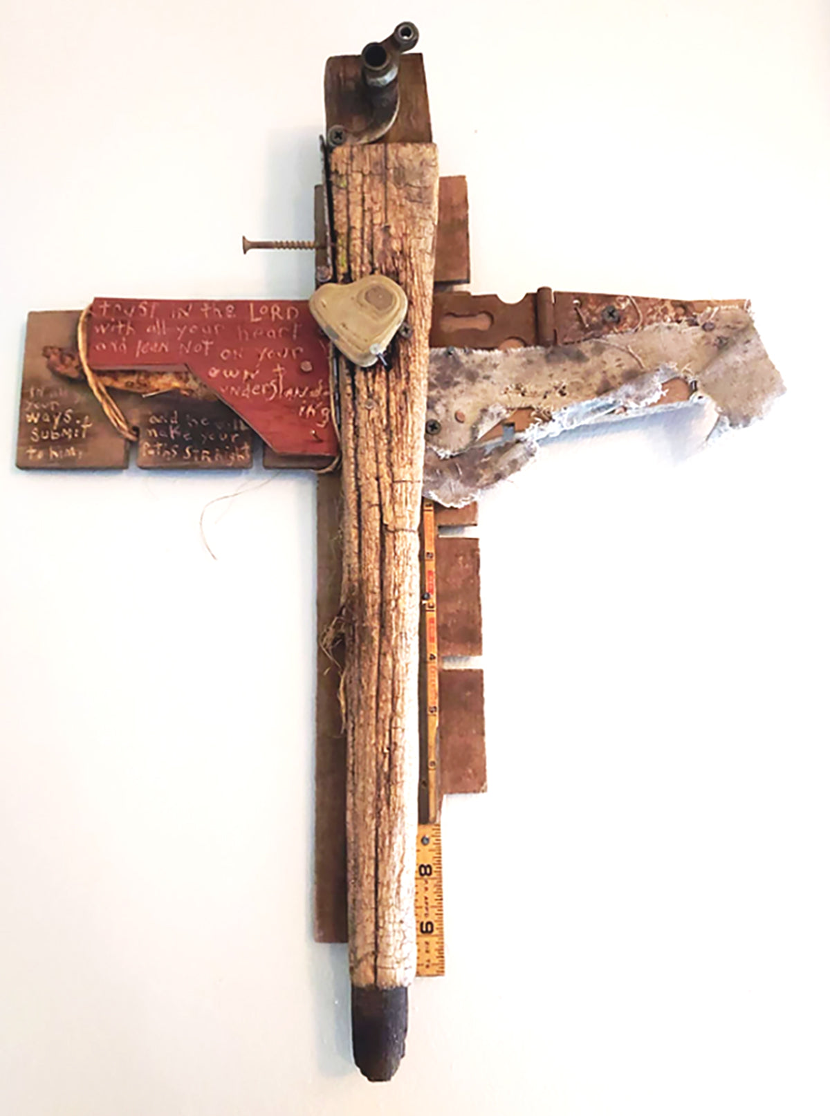 Cross Art made with Found Objects.  One of a Kind Cross art assemblages by Michel Keck.