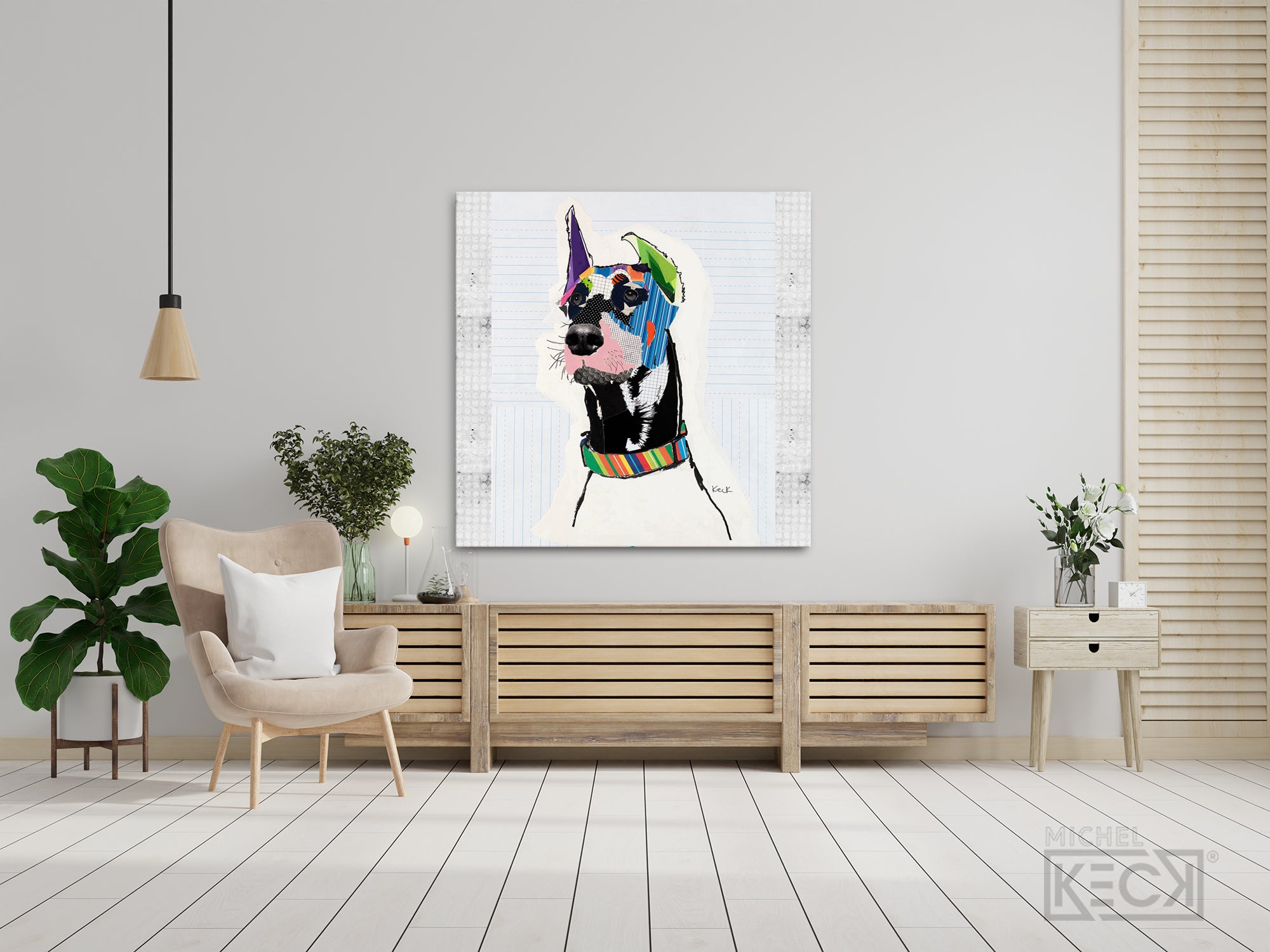 Colorful Dog Art Print. Modern dog art on canvas prints