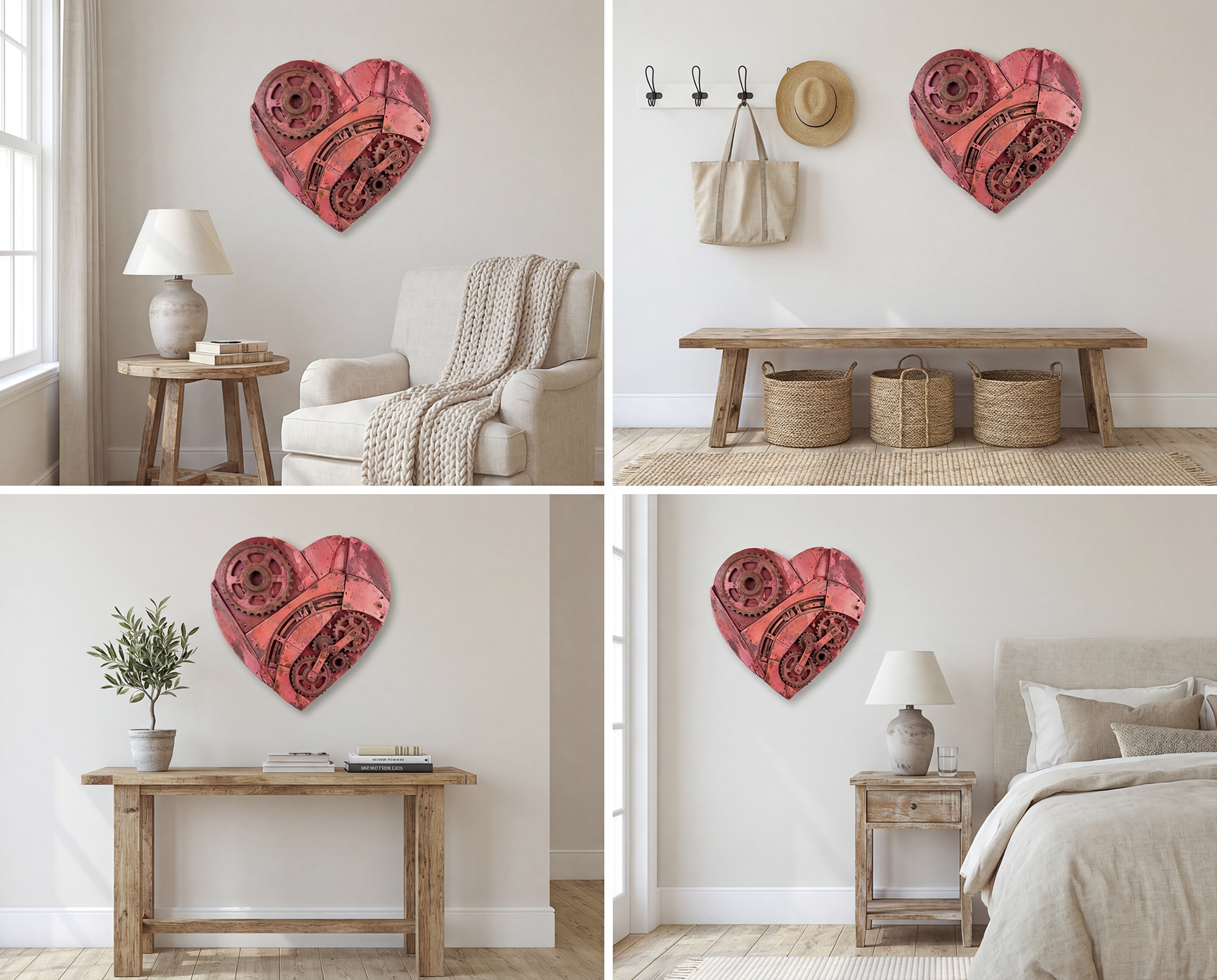Mixed Media Assemblage<br>Heart Wall Art Made From<br>Found & Recycled Objects<br>Heart Assemblage #11