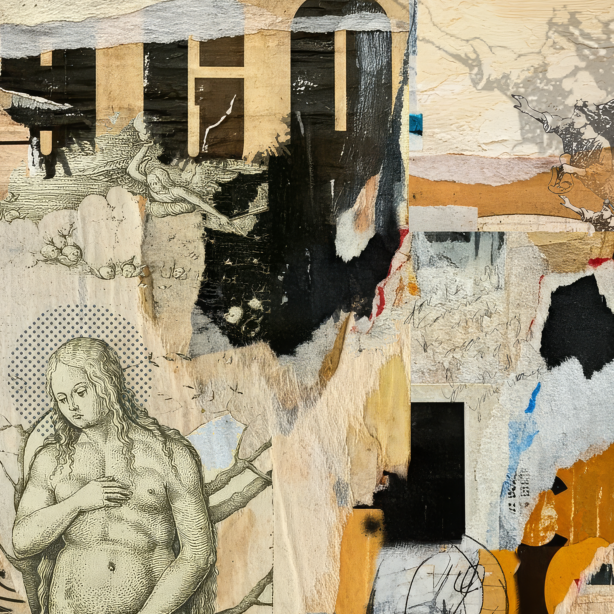 Psalm 91:11 scripture art in collage works by artist michel keck.  Command angel armies. 