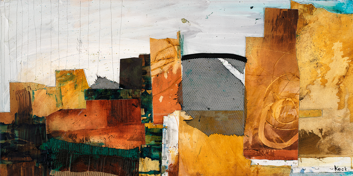 ABSTRACT SKYLINE MIXED MEDIA ART by Michel Keck