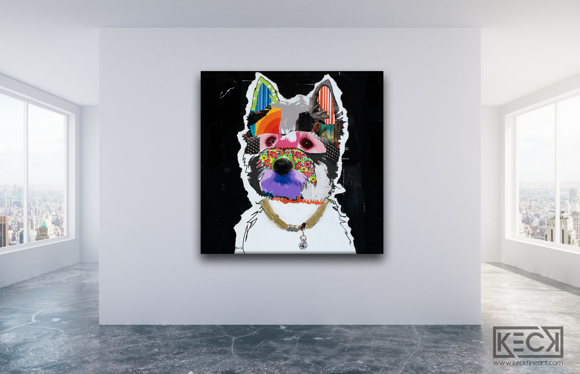 Abstract Dog Art Collage Canvas Prints Forsale