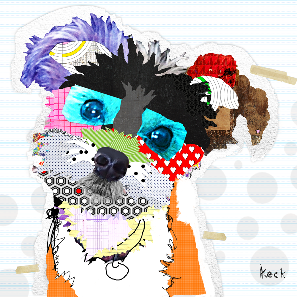 Colorful Dog Art.  Snorkie Collage  Art by Michel Keck: canvas dog art giclee prints