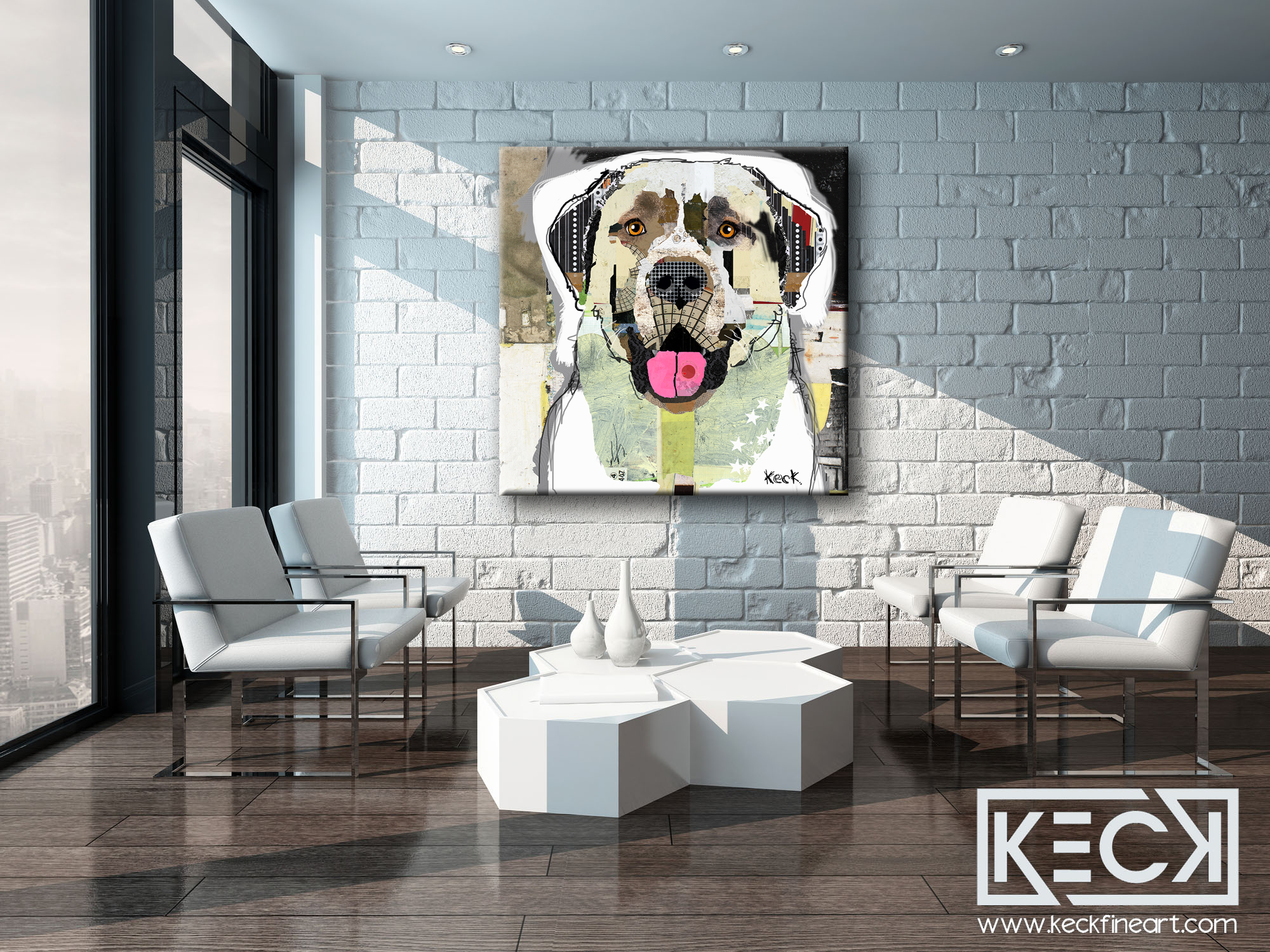 Anatolian Shepherd Dog Artwork | Art Prints of Michel Keck Dogs | Bold & Colorful Dog Art Collage Works