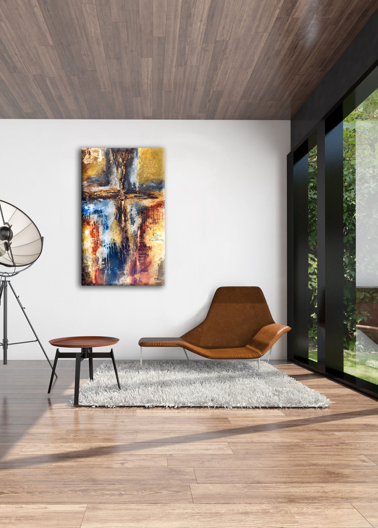 Abstract Cross Art<br>Canvas Print<br>1 Thessalonians 5:16-18