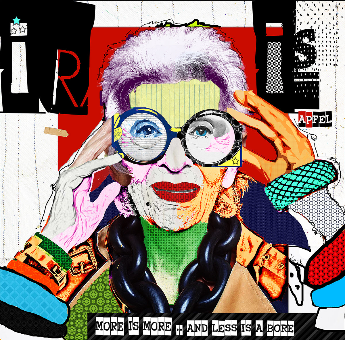 IRIS APFEL Artwork - Contemporary Art Collage of Iris Apfel Fashion Icon