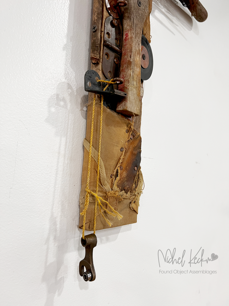 #042201<br> Found Object Cross Assemblage Art