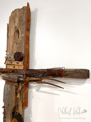 #042201<br> Found Object Cross Assemblage Art