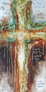 CROSS ART PRINTS. Abstract Cross Art Print with Scripture by Michel Keck - Luke 13:24
