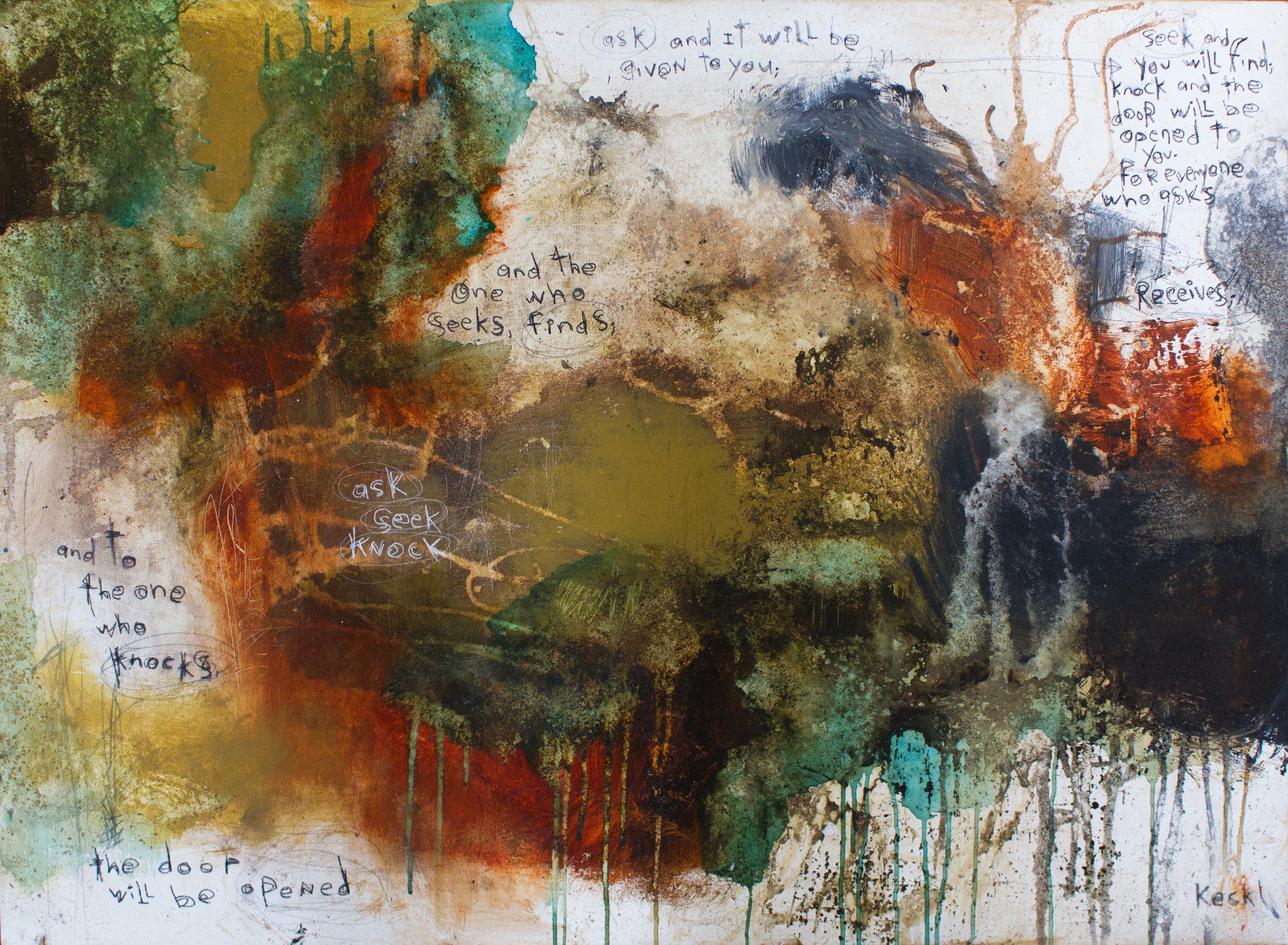 Original Abstract Scripture <br>Painting on Canvas<br> Matthew 7:7-8