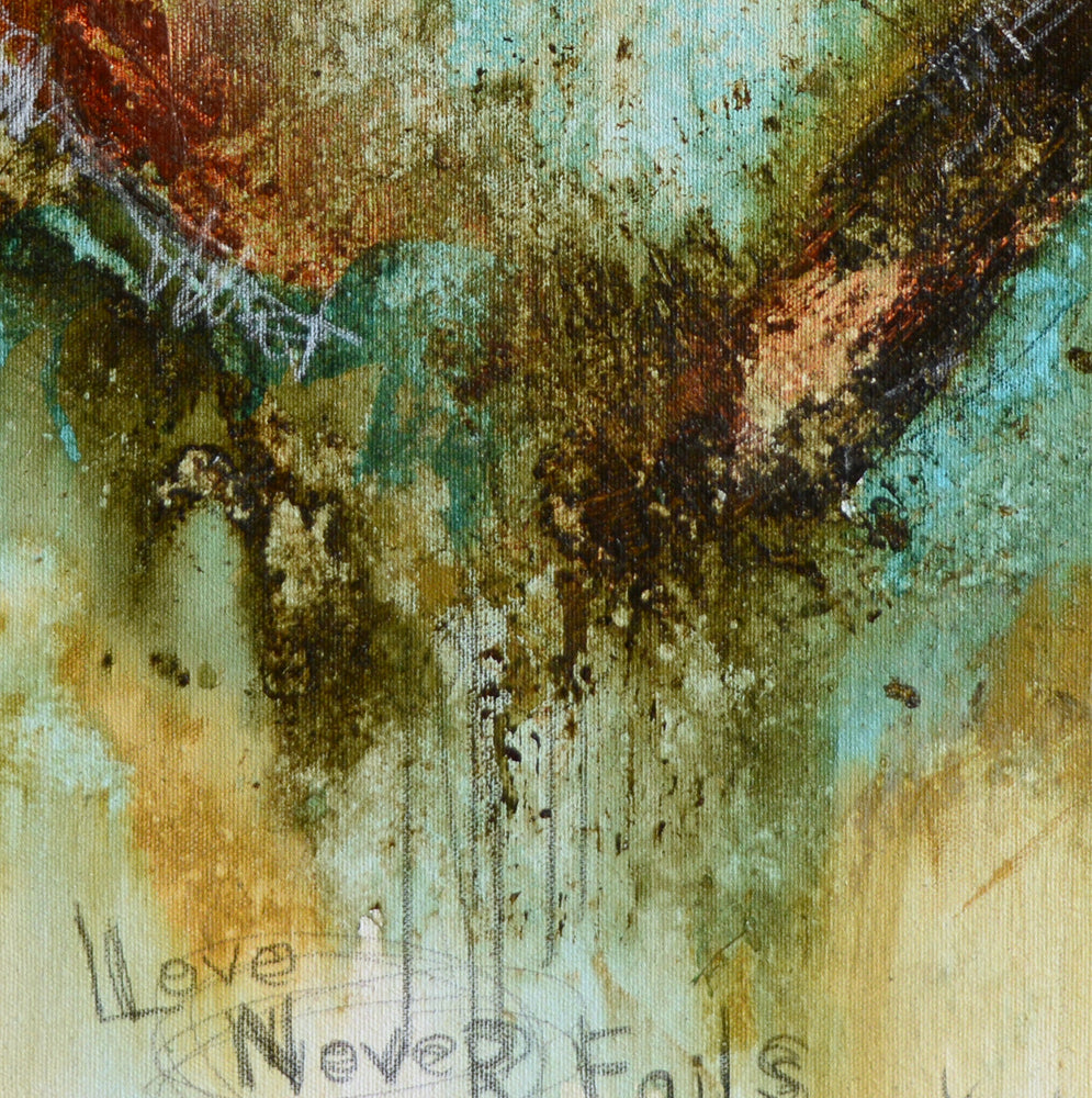 SCRIPTURE ART. Abstract Heart Art Print with 1 CORINTHIANS 13 LOVE IS PATIENT # 081602