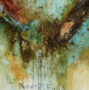SCRIPTURE ART. Abstract Heart Art Print with 1 CORINTHIANS 13 LOVE IS PATIENT # 081602
