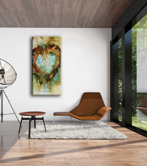 SCRIPTURE ART. Abstract Heart Art Print with 1 CORINTHIANS 13 LOVE IS PATIENT # 081602