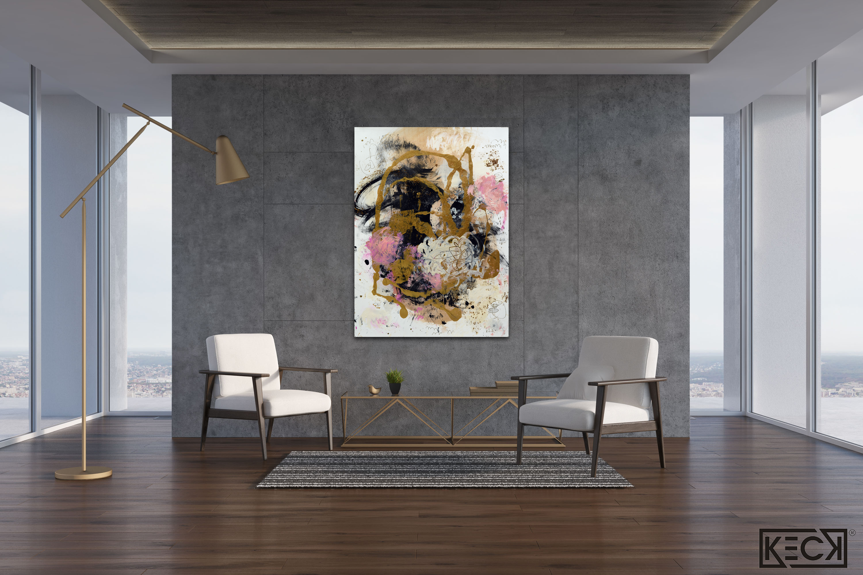 PINK COLORFUL ABSTRACT ART BY MICHEL KECK