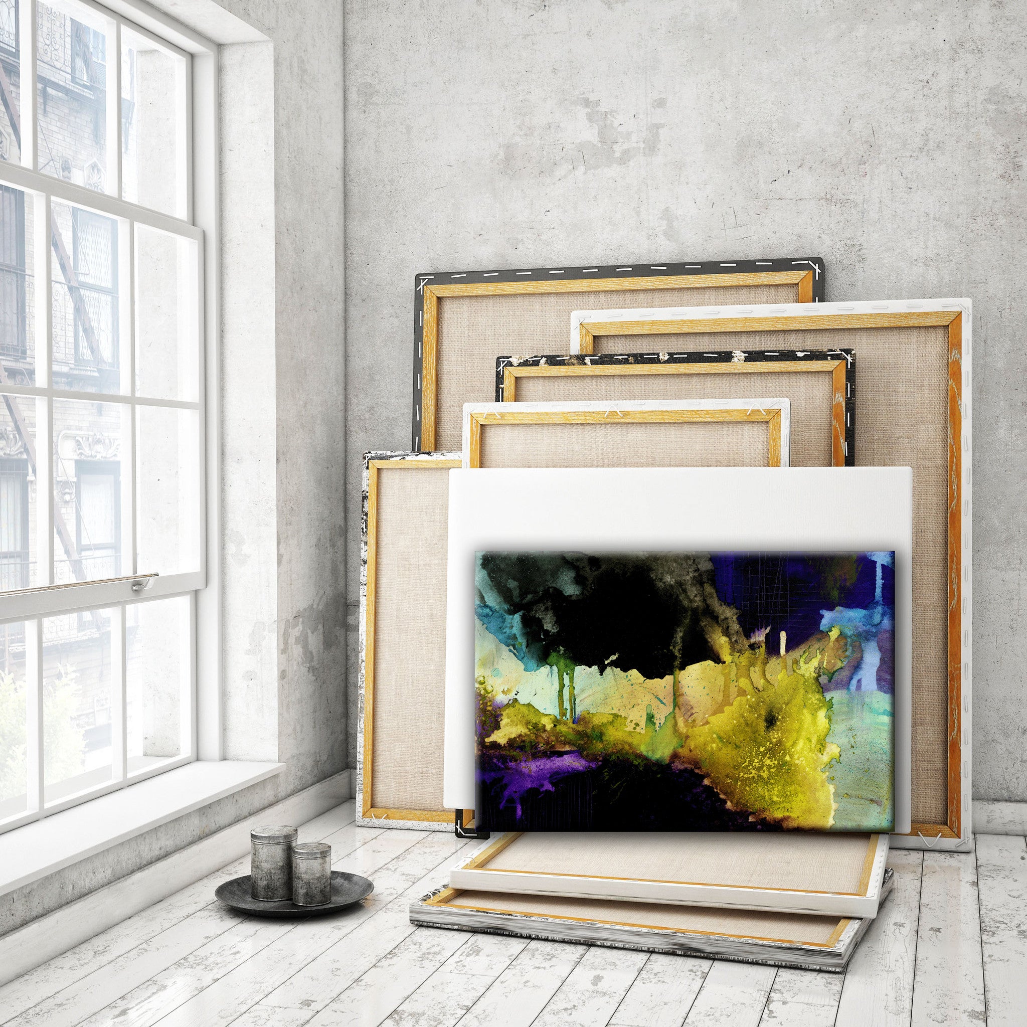 Bold, Dark & Colorful<br> Abstract Art Canvas Print <br>Title: Dont Let Me Fall