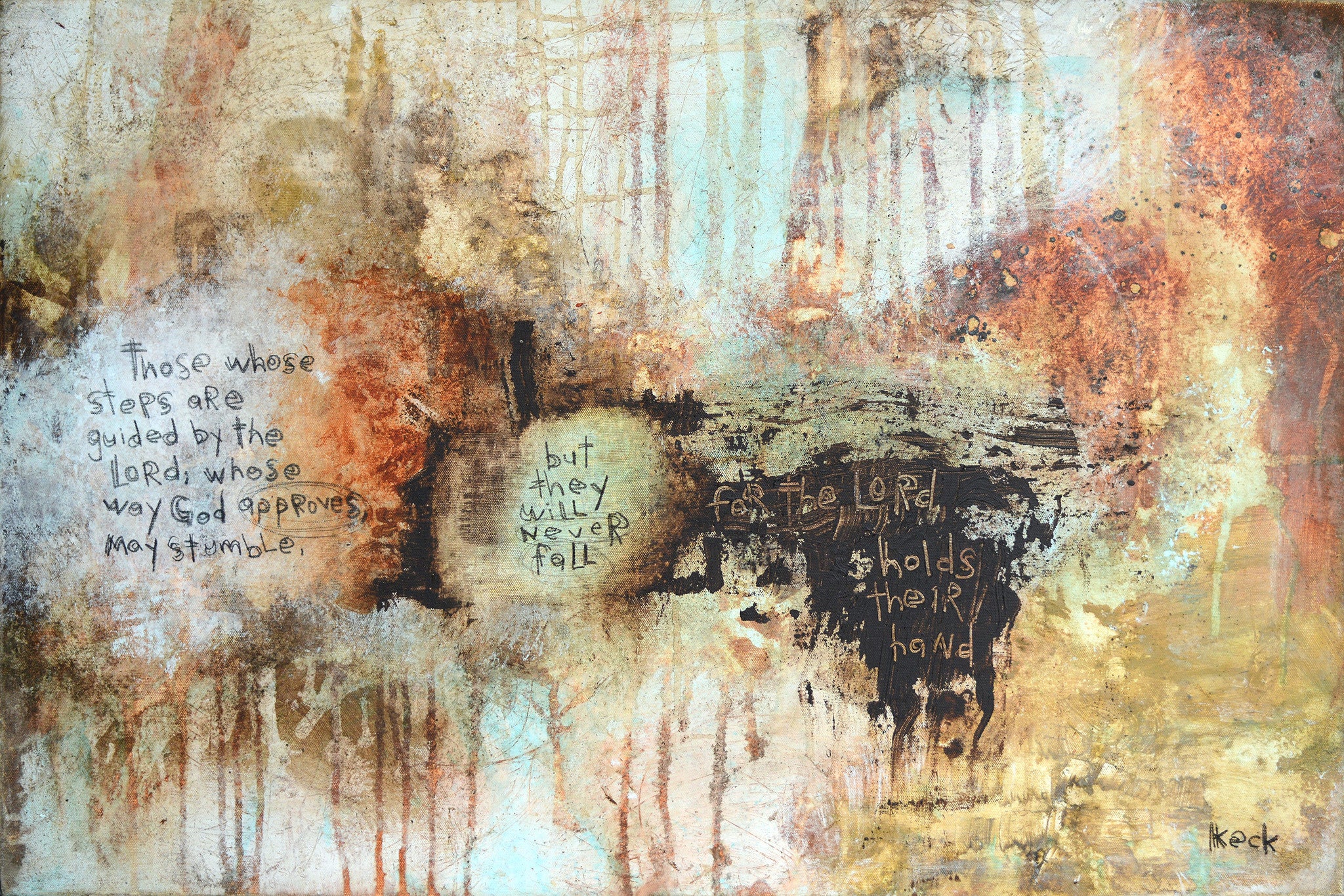 Abstract Scripture Art<br> Canvas Print<br> Psalm 37: 23-24