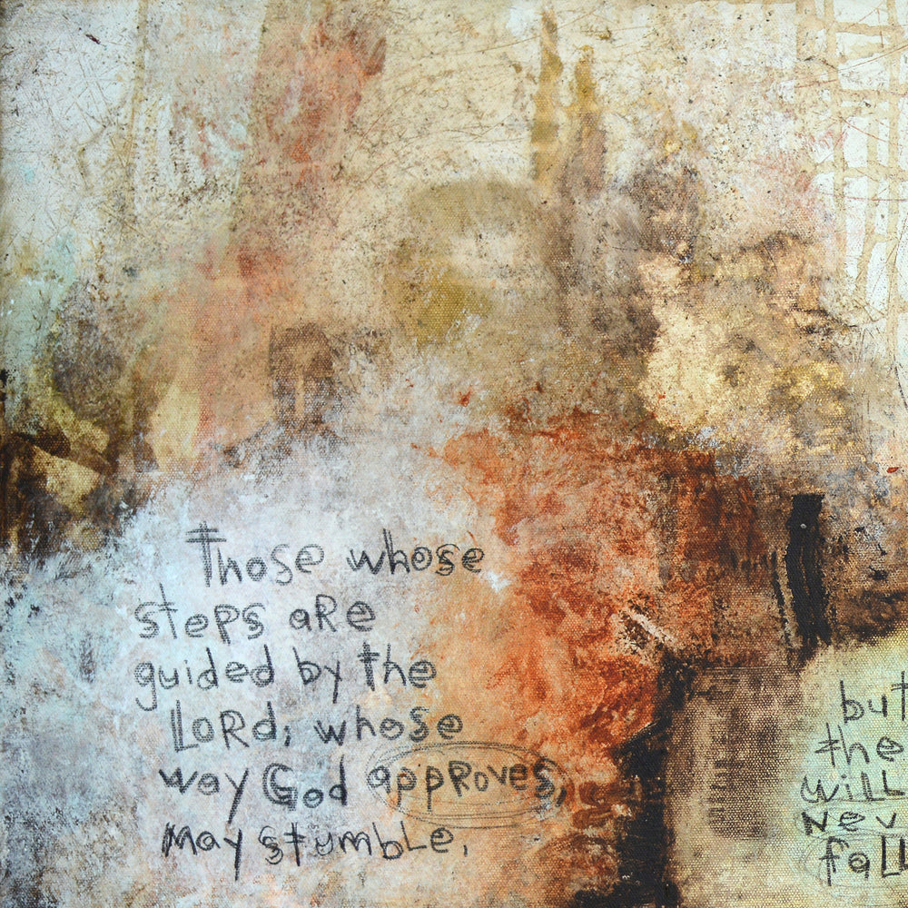 SCRIPTURE Abstract Art Canvas Print of Psalm 37: 23-24