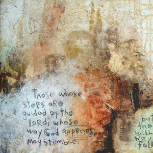 SCRIPTURE Abstract Art Canvas Print of Psalm 37: 23-24