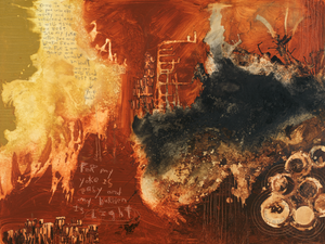 Scripture Art. Abstract art print with Matthew 11:28-30 