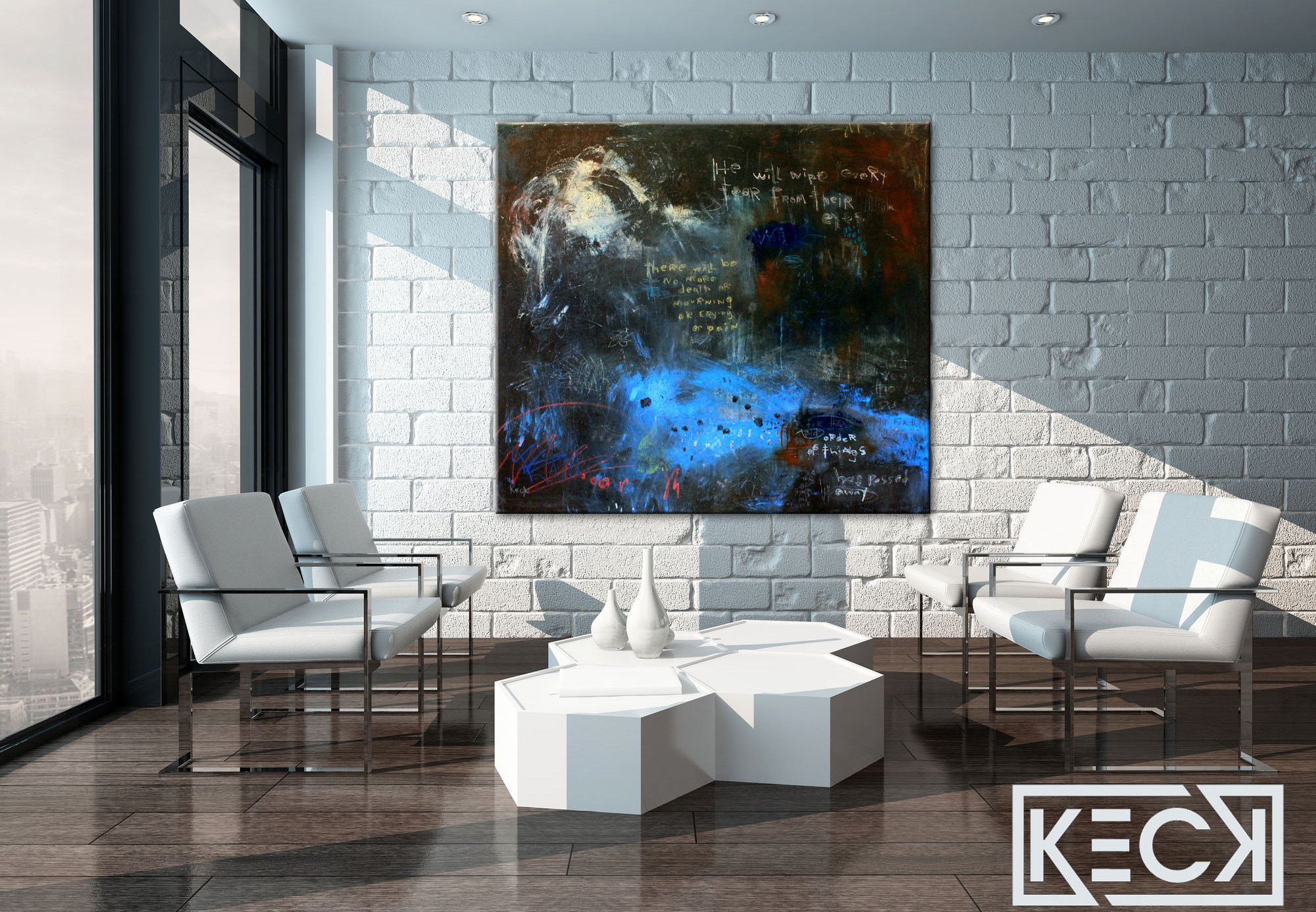 Abstract Scripture Art<br>Canvas Print<br> Revelation 21:4