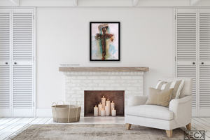 #112002 <br> Original Abstract Cross Art <br> Painting on Paper
