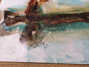 #112002 <br> Original Abstract Cross Art <br> Painting on Paper