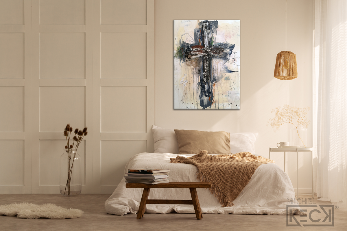 Cross art. Abstract contemporary paintings of crosses. abstract cross print on canvas