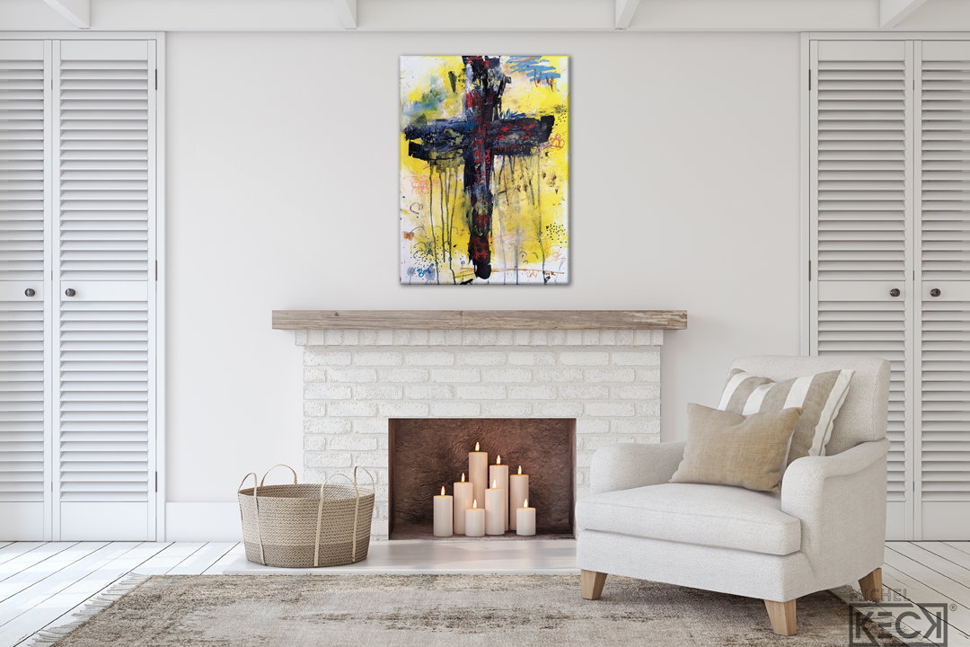 #112004 Abstract Cross Art Print