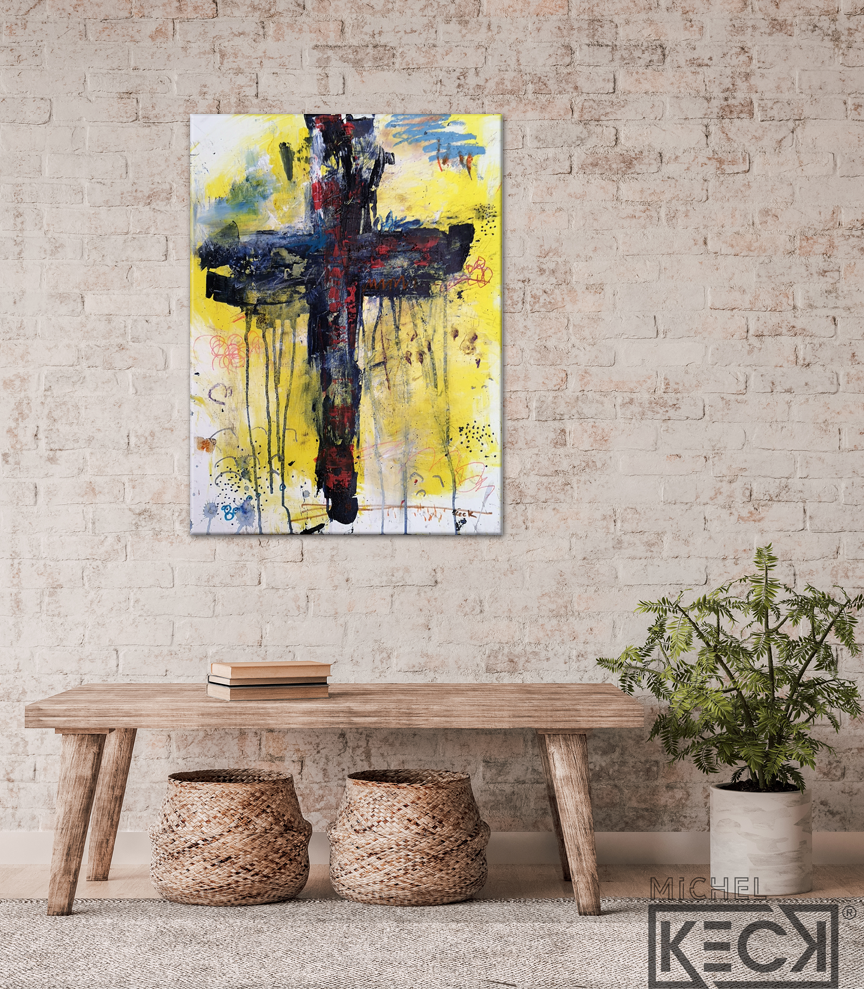 #112004 Abstract Cross Art Print