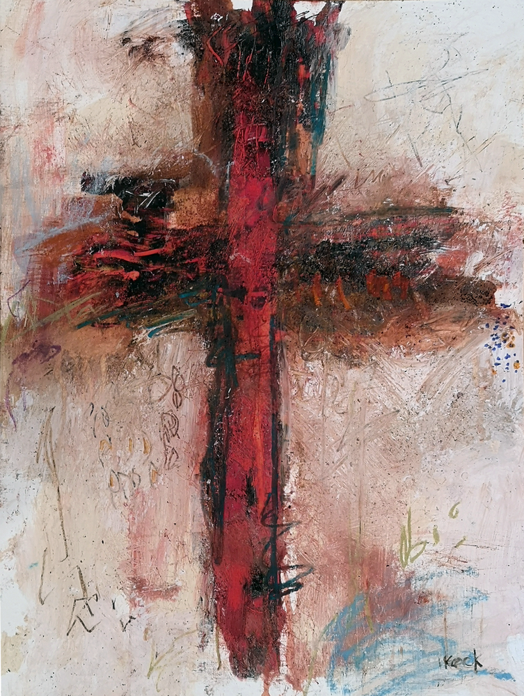 #112005 <br> Original Abstract Cross Art <br> Painting on Paper