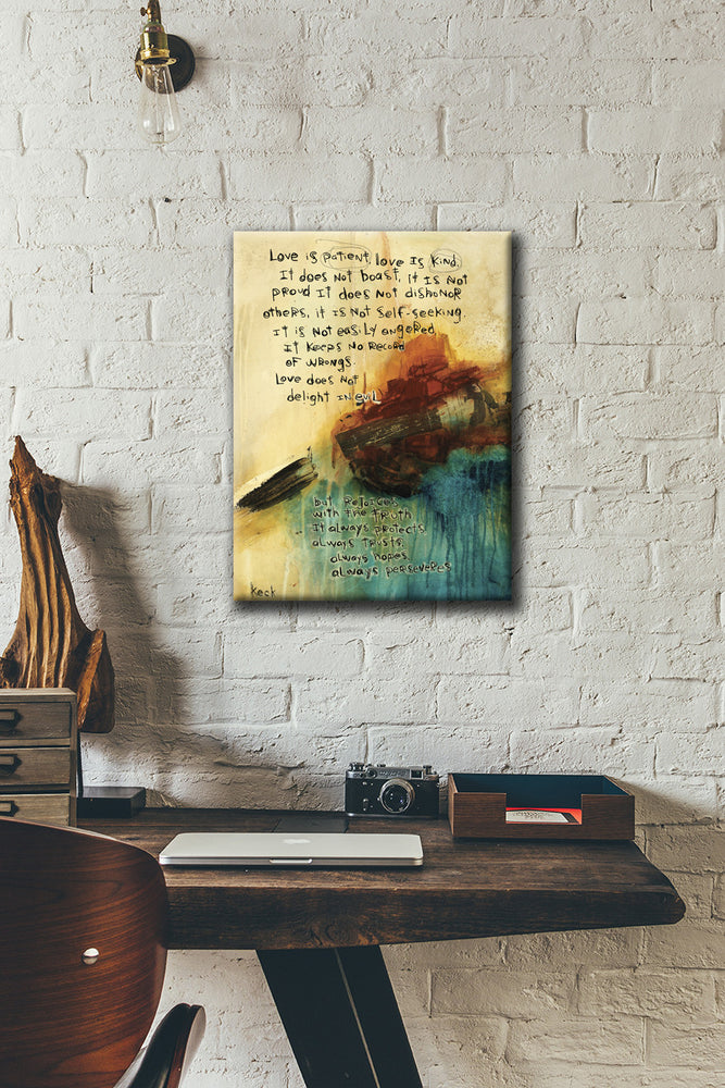 SCRIPTURE ART 121505 1 Corinthians 13:4-7 Canvas Print
