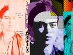 Frida Kahlo Canvas Art Prints.  Portrait art of Frida Kahlo pop art modern collage style by Michel Keck.  Frida Kahlo collage pop art portrait. Abstract Frida Kahlo art prints of michel keck