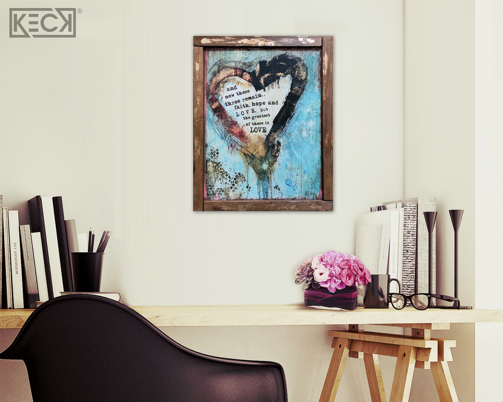 #602089 I Corinthians 13:13<br> Faith, Hope & Love Heart <br> Wood Art Print