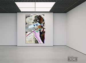Large, oversized Audrey Hepburn artwork.  Audrey Hepburn portrait art.  Modern Audrey Hepburn collage art.