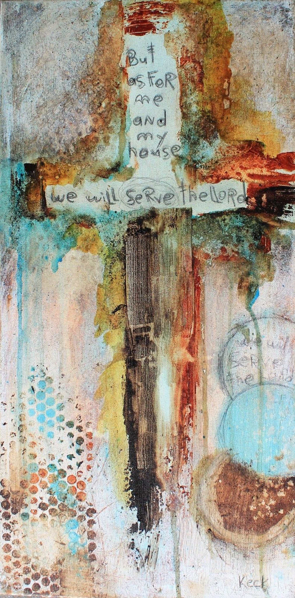 Abstract cross art print - But as for me and my house we will serve the Lord.