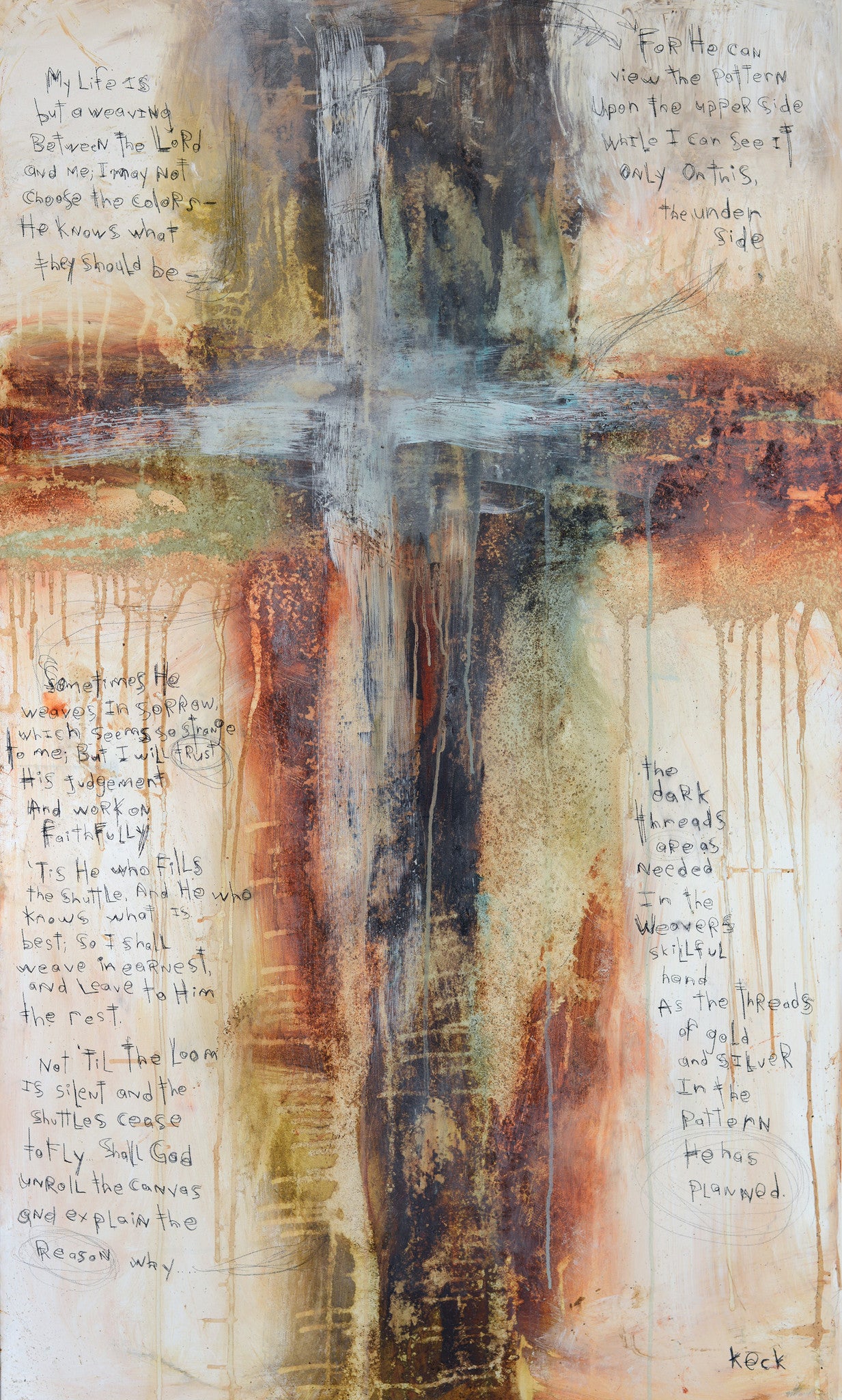 Keck's Master Weaver Prayer Abstract Art Print on Canvas made from her original abstract art painting.