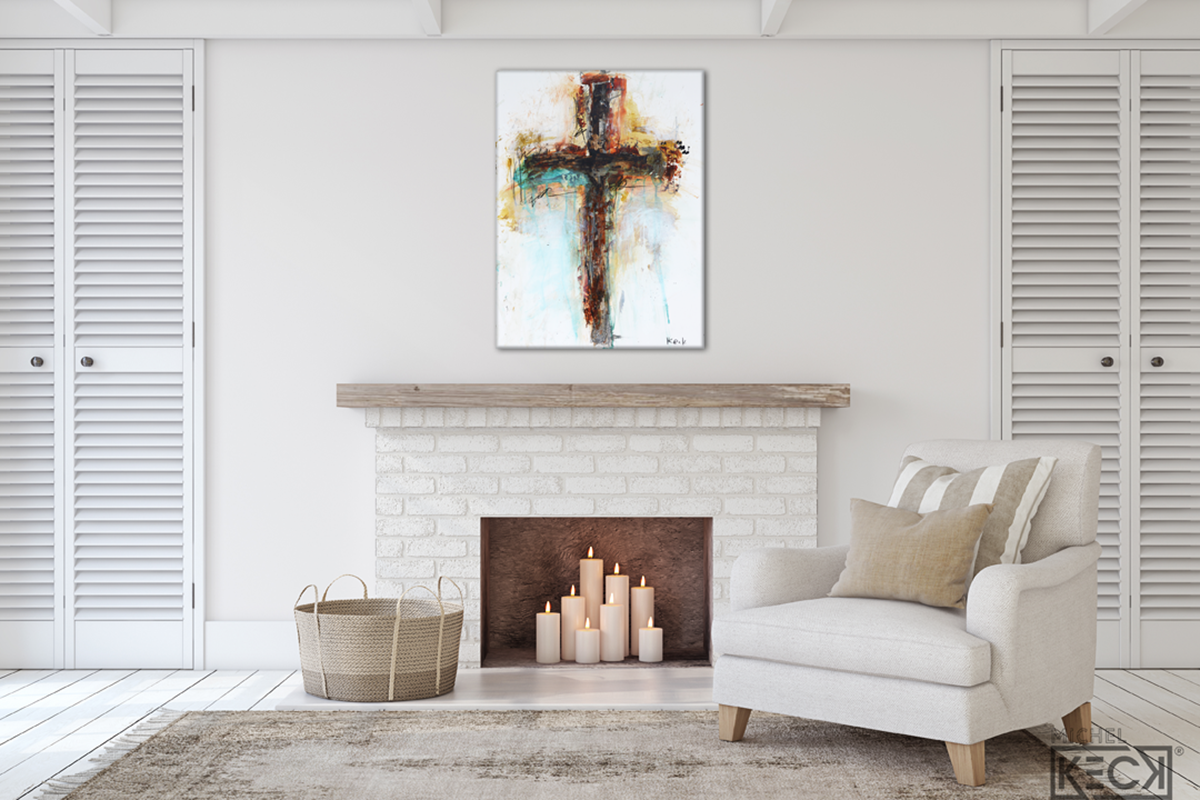 #CA218 Abstract Cross Art Print