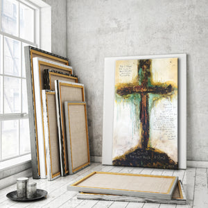 CROSS ART PRINTS. Abstract Cross Art Print with Scripture by Michel Keck